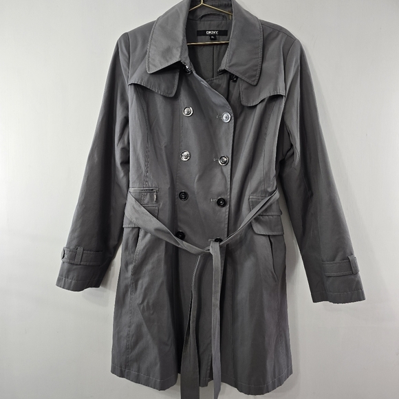 Dkny Jackets & Blazers - DKNY Trench Coat Jacket Water Resistant Quiet Luxury Belted Cargo Gray Size XL